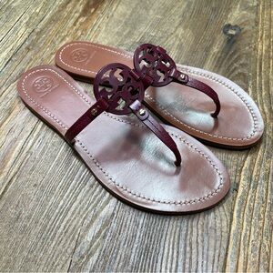 Tory Burch Women's Maroon Miller Sandals Size 11